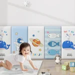 Tatami Headboard Soft Bag Anti-collision Backrest Self-adhesive Wall Sticker Wall Mat Waterproof Moisture-proof Bed Wallpaper 3