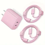 Fast Charging Secure Power Adapter With Dual PD20W USB-C Charger And 2 Type-C To Lightning Cables For IPhone 14/13/12/11/XS/XR 6