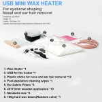 USB Mini Wax Heating Machine Wax Heater Kit  Melting Warmer Pot for Lips Eyebrow Nose Ear  Hair Remova For Men and Women 6
