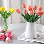 10Pcs Artificial Flower Realistic Touch Tulip Scrapbooking Vase Home Decor Wedding Garden Arch Garland  Mother's Day Bouquet diy 4