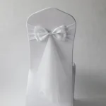 Wedding Decoration Elegant Ready Made Bow Tie Spandex Chair Sashes with Organza Long Tail Birthday Holiday Celebration 4