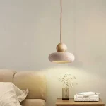 Vintage pendant light with natural yellow agate stone, perfect for bedroom or restaurant