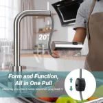 Grey/Silver Pull Out Kitchen Faucet, Flexible Hot and Cold Water Kitchen Sink Mixer Faucet Deck Mounted with Stream Shower Mode 2