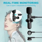 Wireless Lavalier Microphone Audio Video Recording Mini Microphone for iPhone Android Phone Live Broadcast Gaming Mic Portable 6