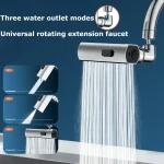 Kitchen Waterfall Three-mode Universal Swivel Extension Faucet Splash-proof Nozzle Sink Multi-function