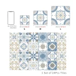 24pcs/set Light Color Tiles Sticker Wall Stickers Kitchen Bathroom Home Renovation Wallpaper Waterproof Self-adhesive Wall Decal 6