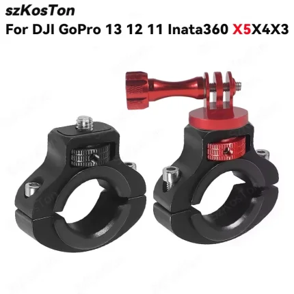 1/4 Screw Metal Cycling Bike Mount Motorcycle Handlebar Holder for GoPro 13 12 11 10 9 8 Insta360 X5 X4 DJI Osmo Action 6 4 5