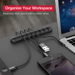 Ugreen Cable Organizer Silicone USB Cable Winder Flexible Cable Management Clips For Mouse Headphone Earphone Cable Holder 2
