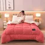 2025 popular solid color winter thickened milk fleece quilt lamb fleece winter quilt single double quilt to keep warm 2