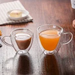 Heart Love Shaped Glass Mug Couple Cups Double Glass Cup Heat-Resisting Wine Glasses Tea Mugs Milk Espresso Coffee Cup Drinkware 5