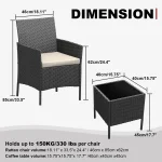 3-Piece Wicker Patio Sofa Set, All-Weather Rattan Conversation Set With Cushions & Glass Coffee Table For Garden, Porch, Lawn 3