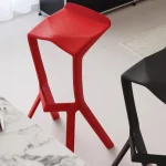 Scandinavian Modern High Bar Stool with Eco-Friendly PP Backrest Geometric Design Durable Plastic Kitchen Chair for Home