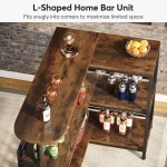 Tribesigns L-Shaped Home Bar Unit 3-Tier Liquor Bar Table with Storage Shelves And Wine Glass Holder for Kitchen Living Room 5