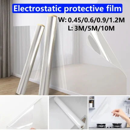 3/5/10m Transparent Electrostatic Protective Film Self Adhesive Oil Proof Wall Sticker Wallpaper Waterproof Film Home Decor