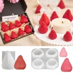 3D Strawberry Aromatherapy Candle Silicone Mold DIY Handmade Romantic Scented for Valentine's Day Party Home Decor Birthday Gift 6