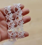 1 Yard Handmade Fabric Lace Trim Patchwork Material Black White Lace Ribbon DIY Garment Sewing Accessories 2