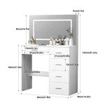 Dressing Table With LED Lights Mirror And Drawers Vanity Table Makeup Desk White 6