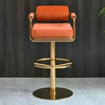 Modern Luxury Bar Stools with Backrest and Gold Base Counter Swivel Bar Stool Custmized Color