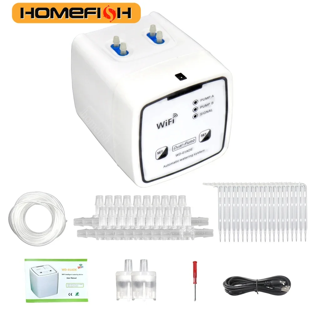 WIFI Intelligent Watering Device Double Pump Timed Automatic Drip Irrigation System Remote APPController for Garden Plant Flower WIFI Intelligent Watering Device Double Pump Timed Automatic Drip Irrigation System Remote APPController for Garden Plant Flower