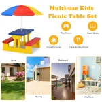Kids Picnic Table Set W/Removable Umbrella Indoor Outdoor Garden Patio 4