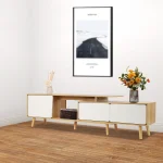 TV stand Wood Entertainment Units Center Media Console Storage Shelf 2 Drawer 2