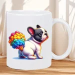 Colorful French Bulldog Ceramic Coffee Mug - Humorous Office & Home Drinkware, Microwave Safe, Hand Wash Only - Perfect Gift for 2
