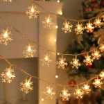 1pc LED Christmas Snowflake String Light Indoor & Outdoor Hanging Decorative Lighting Fairy Atmosphere Lamp For Garden Party 2