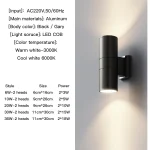 black gray up down outdoor wall light 6W 10W 20W 30W 36W porch garden waterproof home lighting outdoor   aluminum lamp body 2