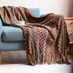 100% Acryl Hand Knitted Blanket with Tassel Summer Blanket Bed Sofa Travel Breathable Chic Bohemian Soft Comfortable Blanket 3