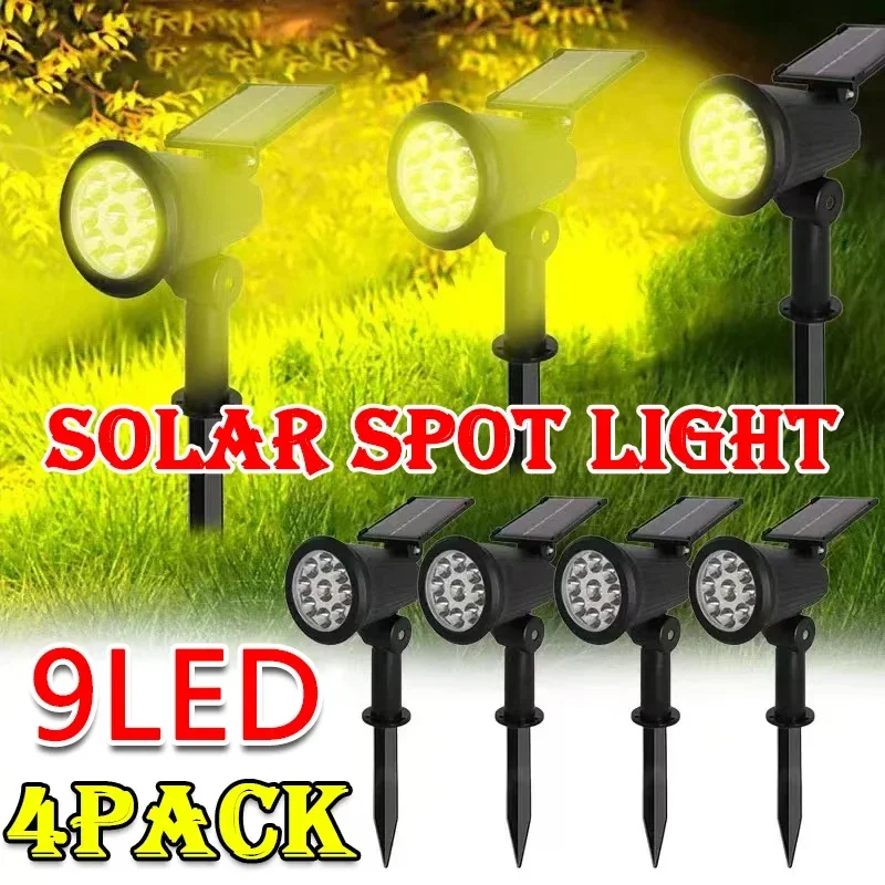 1/2/3/4Pcs Solar Powered 9LED Lamp Adjustable Solar Spotlight In-Ground IP65 Waterproof Landscape Wall Light Outdoor Lighting 1/2/3/4Pcs Solar Powered 9LED Lamp Adjustable Solar Spotlight In-Ground IP65 Waterproof Landscape Wall Light Outdoor Lighting