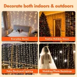 3M LED Curtain String Lights Fairy Decoration USB Holiday Garland Lamp 8 Mode For Home Garden Christmas Party New Year Wedding 3