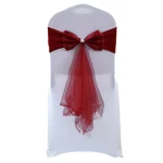 Wedding Decoration Elegant Ready Made Bow Tie Spandex Chair Sashes with Organza Long Tail Birthday Holiday Celebration 3