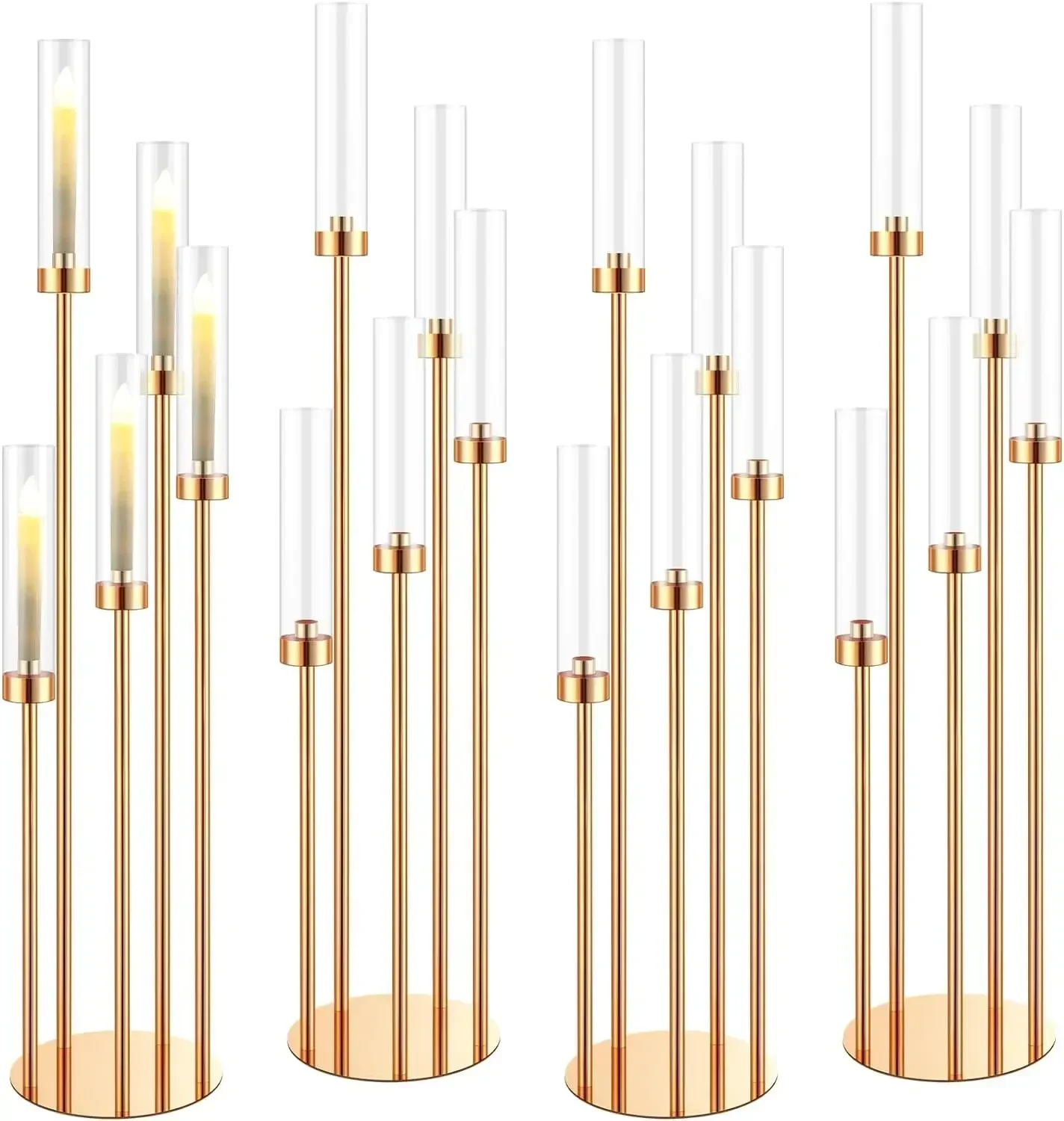 Floor Candelabra 5 Arm 42.5'' Tall Gold Candle Holder, Candelabra Centerpieces for Tables, Metal Candlestick Set with Acry Floor Candelabra 5 Arm 42.5'' Tall Gold Candle Holder, Candelabra Centerpieces for Tables, Metal Candlestick Set with Acry