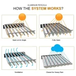 Bioclimatic Aluminum  Pergola 3x4m/10x12ft Manual flip louvered roof with manual roller blinds garden gazebo canopy 5