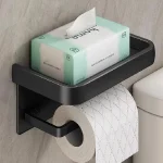 Black Gold Toilet Paper Holder Bathroom Wall Mount Multifunction WC Paper Phone Holder Shelf Towel Roll Shelf Accessories 6
