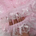 1 Yard Pink Bow Embroidery Lace Fabric Trim DIY Clothing Decoration Accessory 5CM Wide 6