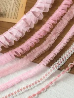 2meters Pink Lace Ribbons Trim For Party Dress Decor Fabric DIY Apparel Sewing Supplies Clothing Collar Cuff Needlework Crafts 4