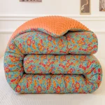 Floral Printed Thickened Warm Winter Quilt Fluffy Soft Weighted Blanket for Sleeping Double Bed Skin-Friendly Quilted Comforter 6