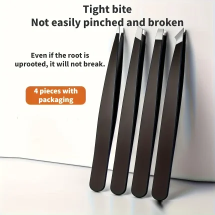 4 Pcs Set High-Quality Stainless Steel Eyebrow Tweezers  Suitable for Eyebrows Eyelashes Remove Beard Christmas Gift