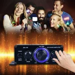 AK170 Mini Digital Power Audio Car Amplifier Blue Light Stereo Audio Amplifier for Home Theater Club Party Music 200Wx2 Power 2