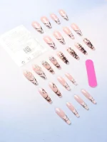 24 PCs Fake Nails with 1 Nail Glue and 1 Nail File 2