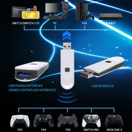 Adapter USB Receiver For PS3/PS4/PS5/XBOX ONE S/SWITCH PRO Console Bluetooth Wireless Controller Gamepad Dongle Adapter