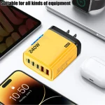 240W GaN USB C Charger 5 in 1 Fast Charging Phone Charger Power Adapter For iPhone Samsung Xiaomi Type C EU/US Plug Wall Charger 6