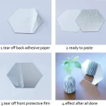 6/12pc Hexagon Mirror Wall Stickers 3D DIY Acrylic Mirror Sticker Self Adhesive Decals Removable Living Room Bathroom Home Decor 4