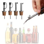 Wooden Cork Stopper For Bottle Wine Olive Oil Pourer Dispenser Spout with Cover Bottle Pourer Stopper For Bottle Bar Accessories 2