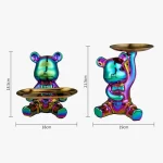 Home Decor Ceramic Colorful Plating Bear Storage Box Home Living New Room Desktop Tray Decorative Statue Money Box Ornaments 6