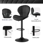 Living Room Chairs  2 Pcs Set Dining Chair Backrest Bar Stools Luxury Modern Soft Bag Stool Adjustable Height Rotating Kitchen Home Furniture 4
