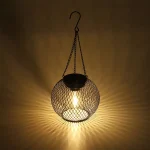 Iron Solar Lights Outdoor Led Solar Hanging Lanterns Decorative Lamp Waterproof Dusk to Dawn Automatic for Garden Porch Balcony 6