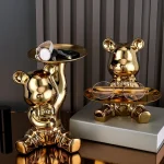 Home Decor Ceramic Colorful Plating Bear Storage Box Home Living New Room Desktop Tray Decorative Statue Money Box Ornaments 4