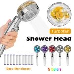 360 Degrees Rotation Turbo Fan Shower Head High Pressure Water Saving Spray Adjustable Showerhead Filters Bathroom Accessories 2